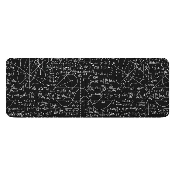 Math Equations Algebra Formulas Black Pattern Kitchen Rug Mat,Kitchen Runner Rugs Non Skid Washable,Decorative Kitchen Floor Mats for Kitchen,Sink,Laundry,17"x47.2"