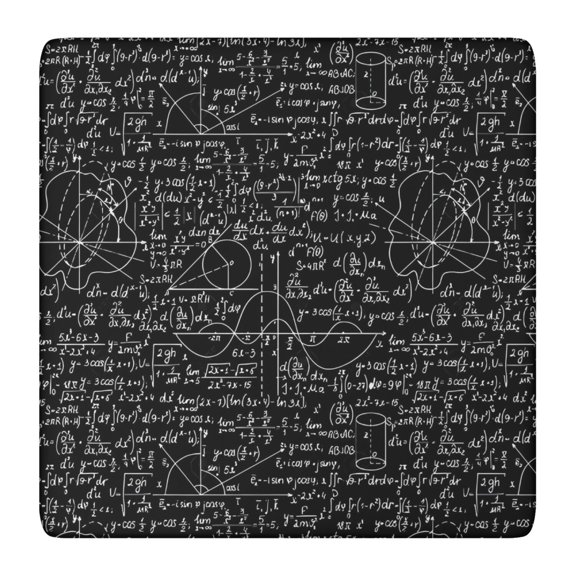 Math Equations Algebra Formulas Black Pattern Square Fitted Tablecloth with Elastic Edge,Square Table Cover,Washable Elastic Table Cover for Home Kitchen Party Decor 36"x36"