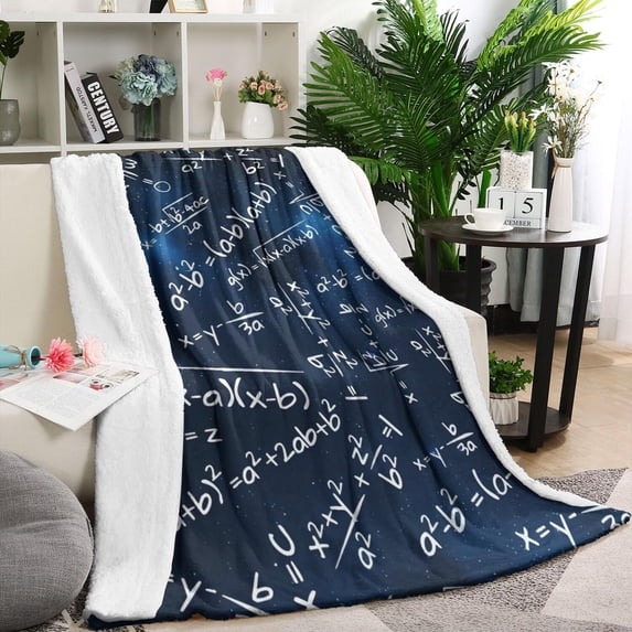 Math Equations Algebra Formulas Blue Pattern Blanket,Comfortable Soft Flannel Throw Blanket,All Season,Warm Lightweight Blankets for Sofa Bed Couch Living Room Chair,60"x80"