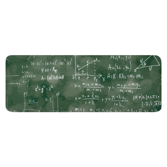 Math Equations Algebra Green Pattern Kitchen Rug Mat,Kitchen Runner Rugs Non Skid Washable,Decorative Kitchen Floor Mats for Kitchen,Sink,Laundry,17"x47.2"