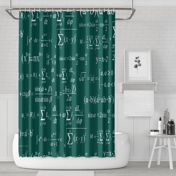 Math Equations Algebra Green Pattern Shower Curtain 72"x72" ,Bathroom Decorative Shower Curtains Set with 12 Hooks,Modern Waterproof Washable Shower Curtain