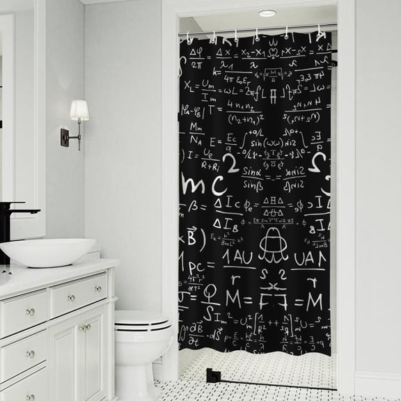 Math Equations Algebra Symbols Black Pattern Shower Curtain 36"x72" ,Bathroom Decorative Shower Curtains Set with 12 Hooks,Modern Waterproof Washable Shower Curtain