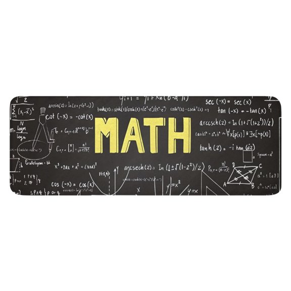 Math Equations Algebraic Symbols Black Pattern Kitchen Rug Mat,Kitchen Runner Rugs Non Skid Washable,Decorative Kitchen Floor Mats for Kitchen,Sink,Laundry,17"x47.2"