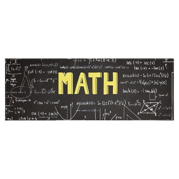 Math Equations Algebraic Symbols Black Pattern Kitchen Rug Mat,Kitchen Runner Rugs Non Skid Washable,Decorative Kitchen Floor Mats for Kitchen,Sink,Laundry,17"X47"