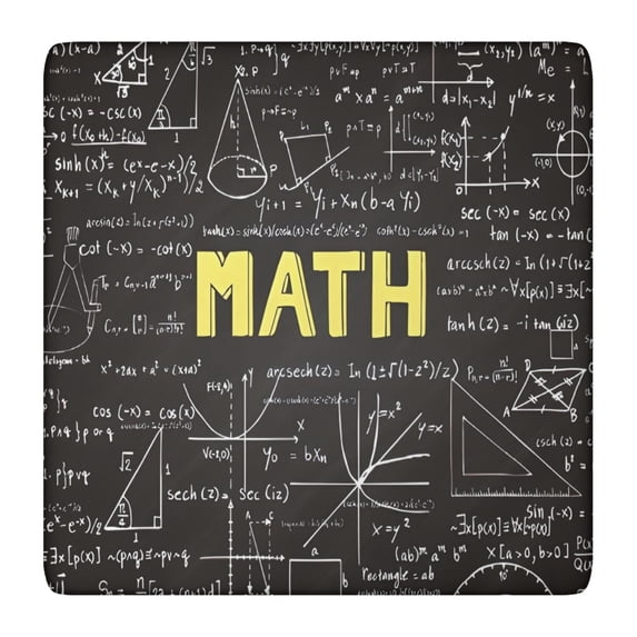 Math Equations Algebraic Symbols Black Pattern Square Fitted Tablecloth with Elastic Edge,Square Table Cover,Washable Elastic Table Cover for Home Kitchen Party Decor 36"x36"