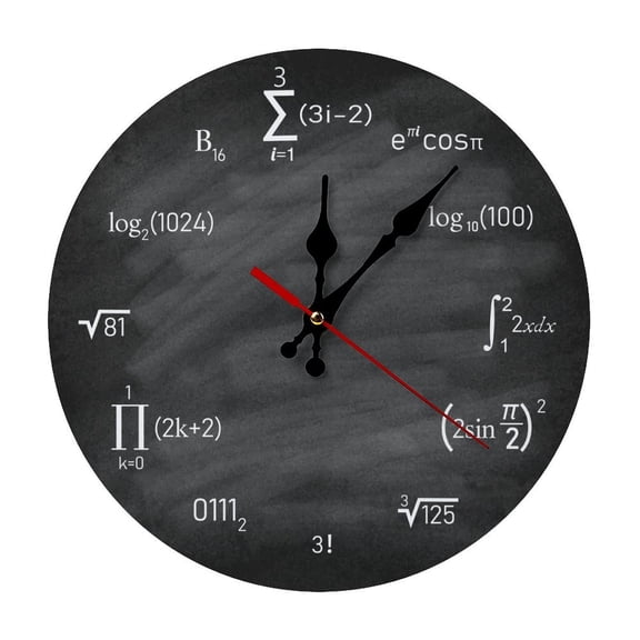 Math Equations And Notations1 Round Wooden Wall Clock, Silent Non-Ticking Decor Clock for Home Multi Room Use