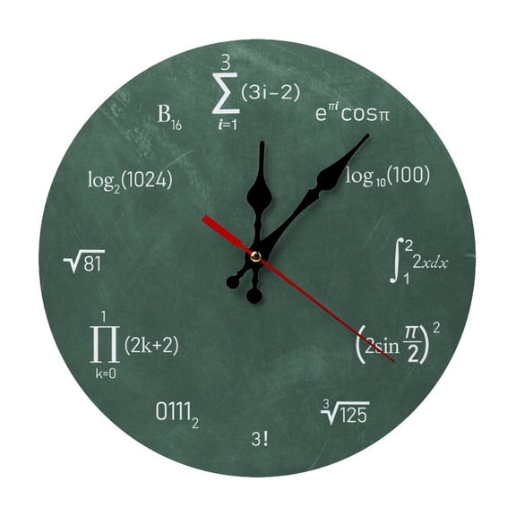 Math Equations And Notations3 Round Wooden Wall Clock, Silent Non-Ticking Decor Clock for Home Multi Room Use
