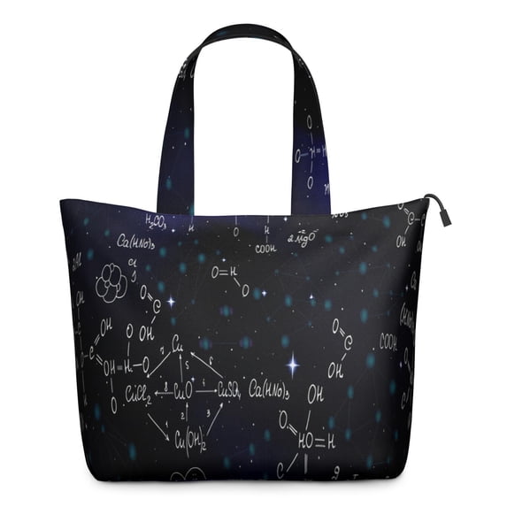 Math Equations Astronomy Symbols Blue Pattern Travel Tote Bags for Women Carry On,Large Weekender Bags for Women Travel,Multi Functional Duffle Bag for Work,Shopping,Sports