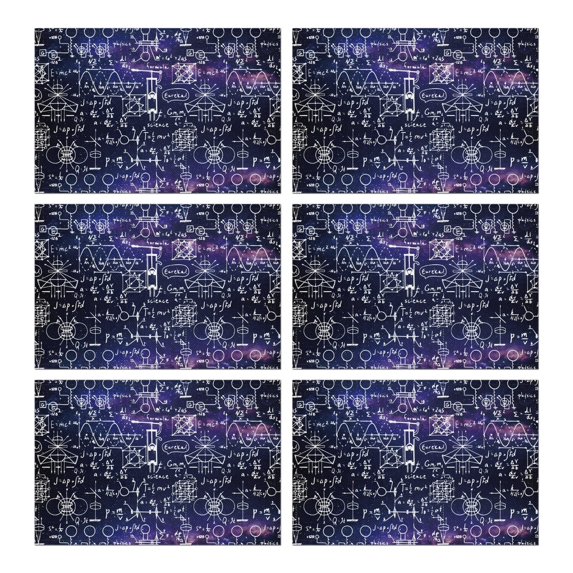 Math Equations Biology Molecules Green Pattern Summer Placemats Table Placemats Set Of 6-Linen Kitchen Washable Placemats Table Mats 11.8"x17.7" Non-Slip Heat Resistant