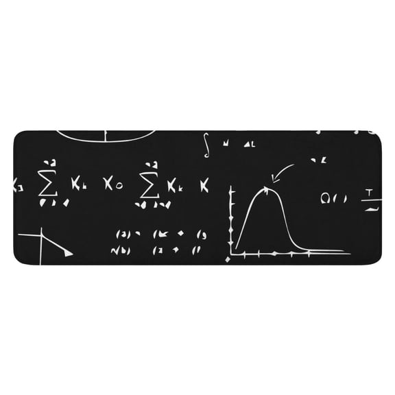 Math Equations Calculus Black Pattern Kitchen Rug Mat,Kitchen Runner Rugs Non Skid Washable,Decorative Kitchen Floor Mats for Kitchen,Sink,Laundry,17"x47.2"