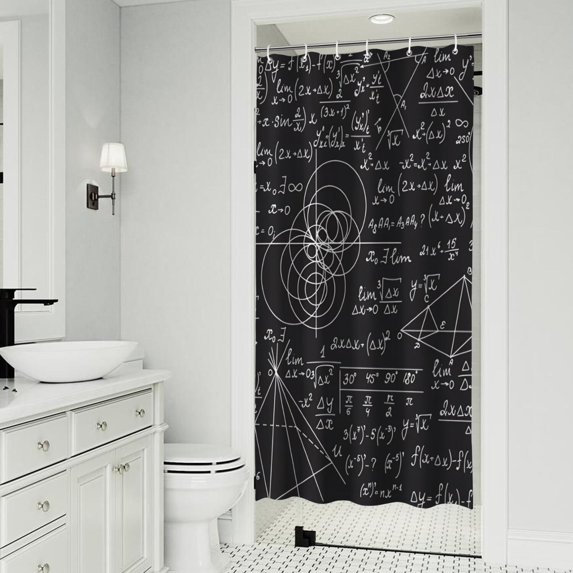 Math Equations Calculus Black Pattern Shower Curtain 36"x72" ,Bathroom Decorative Shower Curtains Set with 12 Hooks,Modern Waterproof Washable Shower Curtain