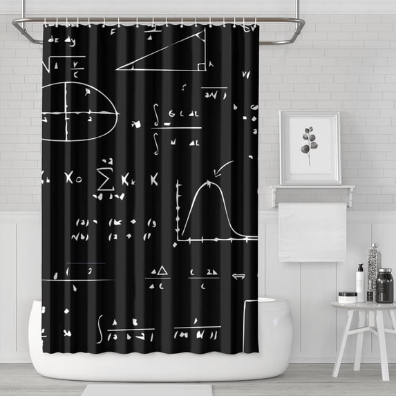 Math Equations Calculus Black Pattern Shower Curtain 72"x72" ,Bathroom Decorative Shower Curtains Set with 12 Hooks,Modern Waterproof Washable Shower Curtain