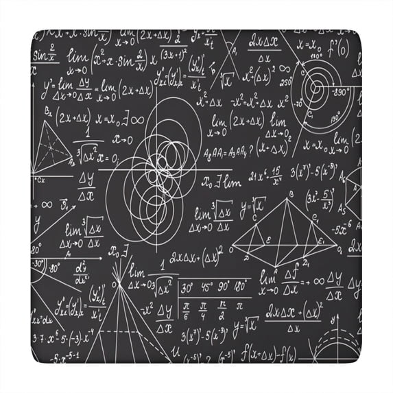 Math Equations Calculus Black Pattern Square Fitted Tablecloth with Elastic Edge,Square Table Cover,Washable Elastic Table Cover for Home Kitchen Party Decor 34"x34"