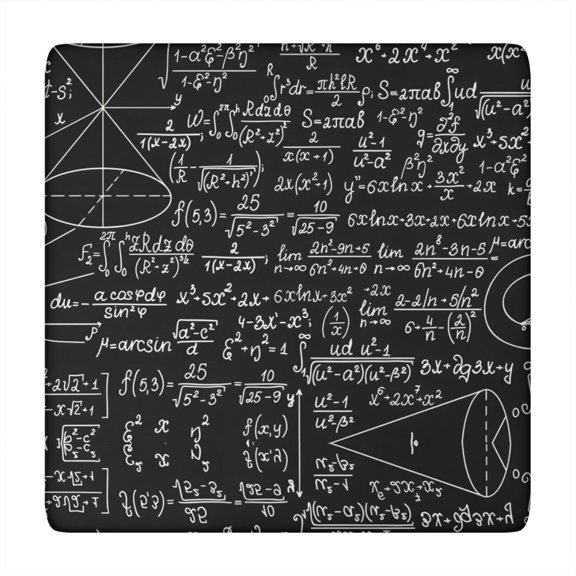 Math Equations Calculus Black Pattern Square Fitted Tablecloth with Elastic Edge,Square Table Cover,Washable Elastic Table Cover for Home Kitchen Party Decor 34"x34"