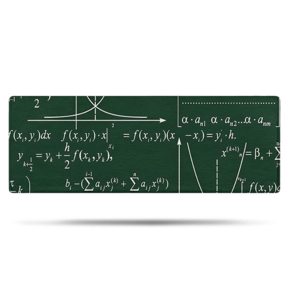Math Equations Calculus Formulas Green Pattern Bathroom Rugs Mat,Non Slip Microfiber Bathroom Rug,Rubber Backing,Soft Bathroom Mats for Bathroom Floor,Tub and Shower,47x17in(120x43cm)