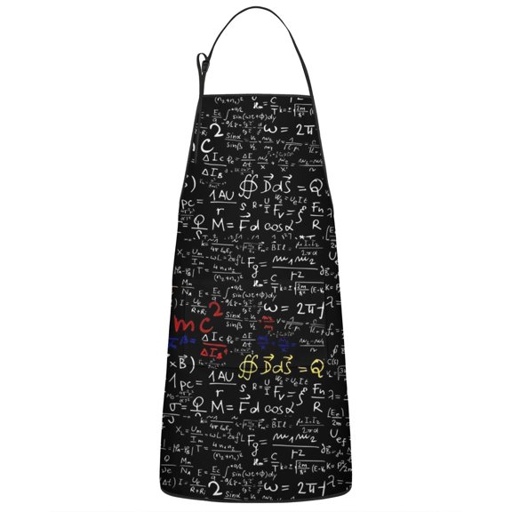 Math Equations Calculus Symbols Black Apron-Garden Aprons for Women with Pockets-Cotton Linen Waterproof Kitchen Cooking Gardening Aprons Adjustable for Kitchen,Cooking,BBQ and Salon 33x27 Inch
