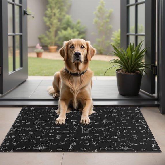 Math Equations Calculus Symbols Black Pattern Door Rugs,Washable Non Slip Door Mats Indoor,Decorative Door Mats,Entry Mat Indoor for Entrance,Bedroom,Kitchen,Bathroom,20"x32"