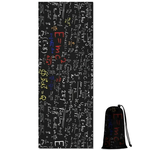 Math Equations Calculus Symbols Black Pattern Hot Yoga Mat Towel Non Slip for Hot Yoga - Quick-Drying Yoga Mat Cover with 4 Corner Pockets with Travel Bag - Hot Yoga Towel Non Slip 70"x26"