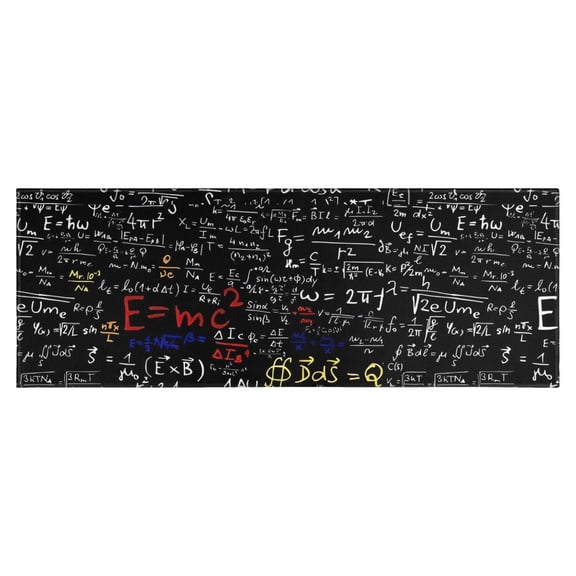 Math Equations Calculus Symbols Black Pattern Kitchen Rug Mat,Kitchen Runner Rugs Non Skid Washable,Decorative Kitchen Floor Mats for Kitchen,Sink,Laundry,17"X47"