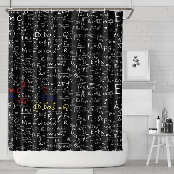 Math Equations Calculus Symbols Black Pattern Shower Curtain 84"x72" ,Bathroom Decorative Shower Curtains Set with 12 Hooks,Modern Waterproof Washable Shower Curtain