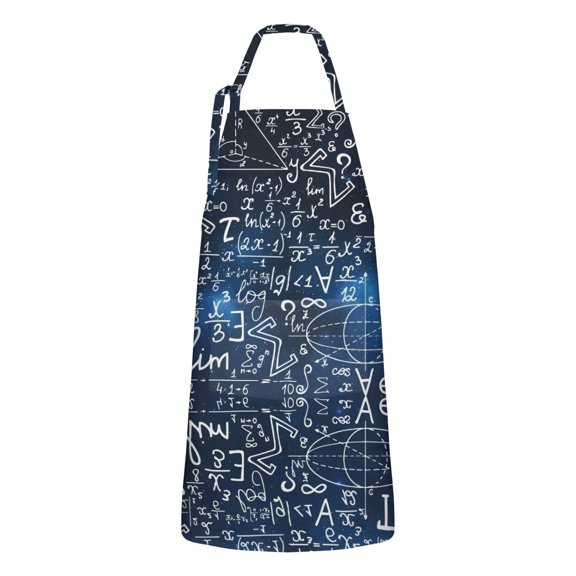 Math Equations Calculus Symbols Blue Apron-Garden Aprons for Women with Pockets-Cotton Linen Waterproof Kitchen Cooking Gardening Aprons Adjustable for Kitchen,Cooking,BBQ and Salon 33x27 Inch