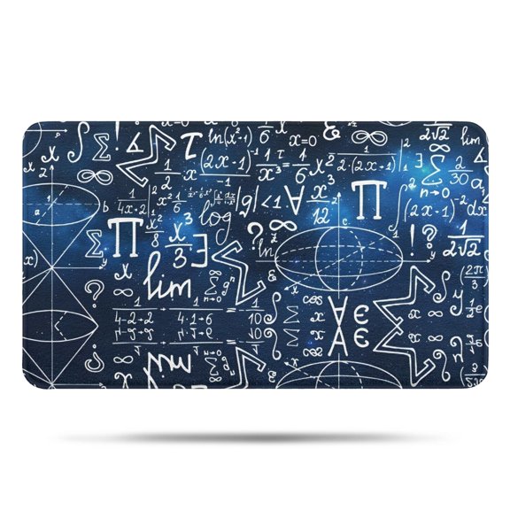 Math Equations Calculus Symbols Blue Pattern Bathroom Rugs Mat,Non Slip Microfiber Bathroom Rug,Rubber Backing,Soft Bathroom Mats for Bathroom Floor,Tub and Shower,17x30in(43x75cm)