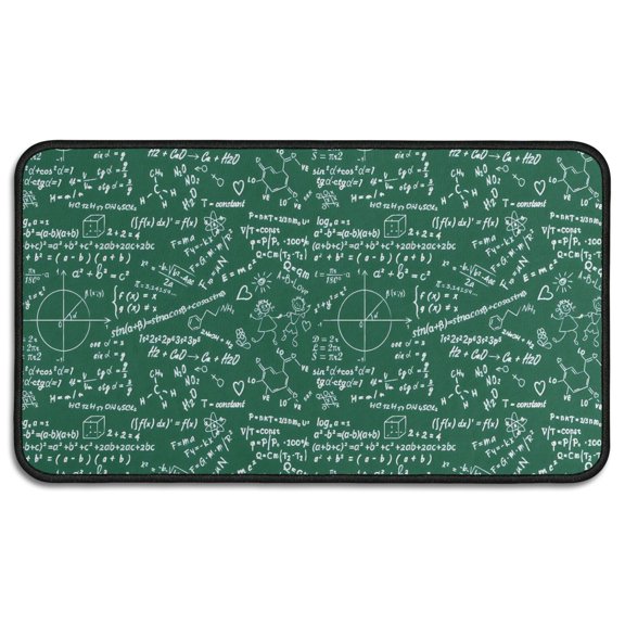 Math Equations Chalkboard Formulas Green Pattern Door Rugs,Washable Non Slip Door Mats Indoor,Decorative Door Mats,Entry Mat Indoor for Entrance,Bedroom,Kitchen,Bathroom,30"x17"