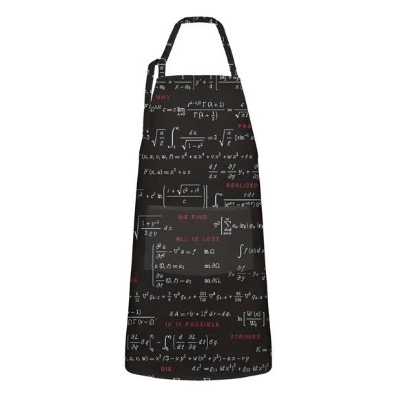 Math Equations Chemical Structures Black Apron-Garden Aprons for Women with Pockets-Cotton Linen Waterproof Kitchen Cooking Gardening Aprons Adjustable for Kitchen,Cooking,BBQ and Salon 33x27 Inch