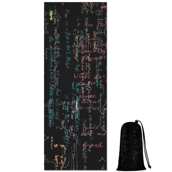 Math Equations Chemical Structures Black Pattern Hot Yoga Mat Towel Non Slip for Hot Yoga - Quick-Drying Yoga Mat Cover with 4 Corner Pockets with Travel Bag - Hot Yoga Towel Non Slip 74"x26"