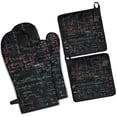 thumbnail image 1 of Math Equations Chemical Structures Black Pattern Kitchen Oven Mitt and Pot Holder Sets 4 Pcs for Baking, Cooking and Grilling, Heat Resistant Up To 392 °F, 1 of 7