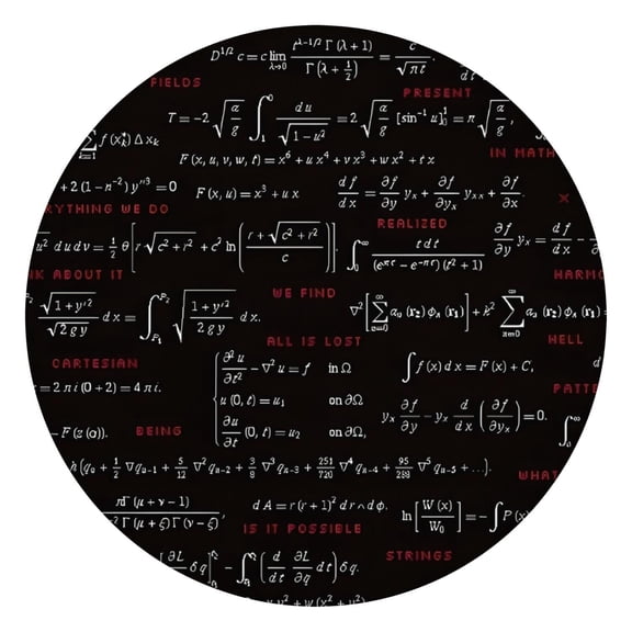 Math Equations Chemical Structures Black Pattern Round Fitted Tablecloth with Elastic Edge,Dining Table Cover Waterproof,Outdoor Round Tablecloth for Camping,Dining,Indoor and Outdoor