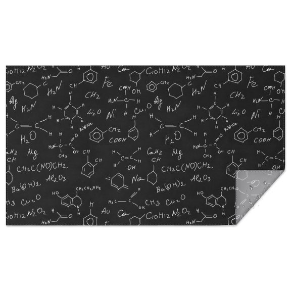 Math Equations Chemical Structures Black Rectangle Tablecloth 60"x102",Waterproof Polyester Rectangle Table Cloth, Wipeable Spillproof Polyester Tablecloth for Dining, Camping, Indoor and Outdoor