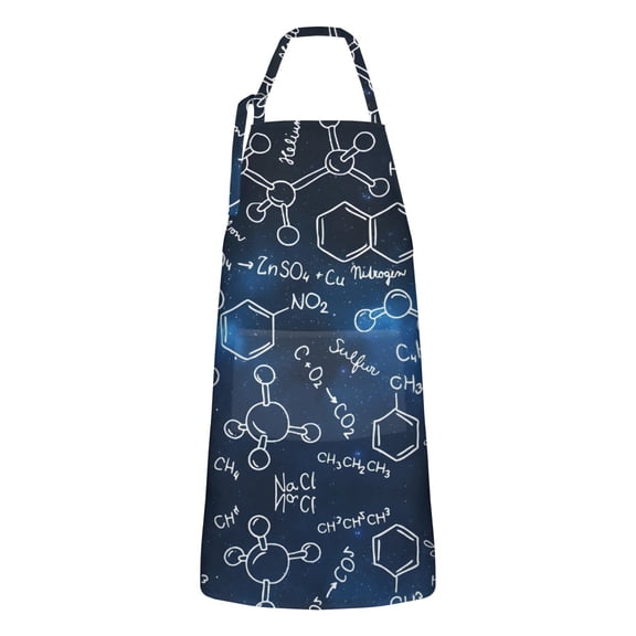 Math Equations Chemical Structures Blue Apron-Garden Aprons for Women with Pockets-Cotton Linen Waterproof Kitchen Cooking Gardening Aprons Adjustable for Kitchen,Cooking,BBQ and Salon 33x27 Inch