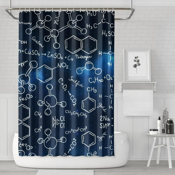 Math Equations Chemical Structures Blue Pattern Shower Curtain 72"x72" ,Bathroom Decorative Shower Curtains Set with 12 Hooks,Modern Waterproof Washable Shower Curtain