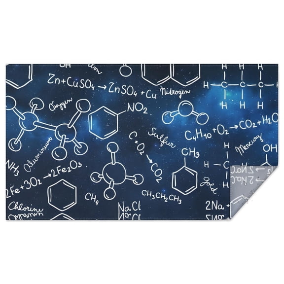 Math Equations Chemical Structures Blue Rectangle Tablecloth 60"x102",Waterproof Polyester Rectangle Table Cloth, Wipeable Spillproof Polyester Tablecloth for Dining, Camping, Indoor and Outdoor