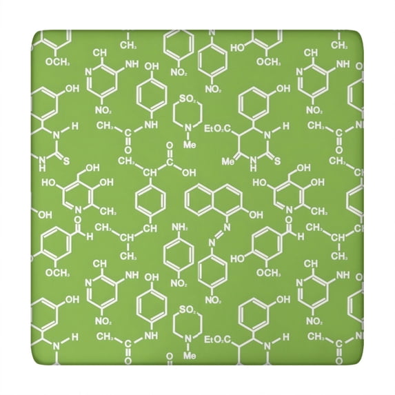 Math Equations Chemical Structures Green Pattern Square Fitted Tablecloth with Elastic Edge,Square Table Cover,Washable Elastic Table Cover for Home Kitchen Party Decor 34"x34"