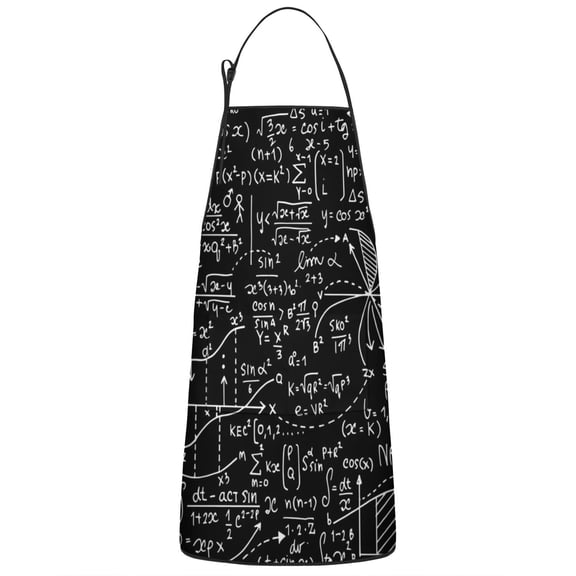 Math Equations Chemistry Lab Black Pattern Apron-Garden Aprons for Women with Pockets-Cotton Linen Waterproof Kitchen Cooking Gardening Aprons Adjustable for Kitchen,Cooking,BBQ and Salon 33x27 Inch