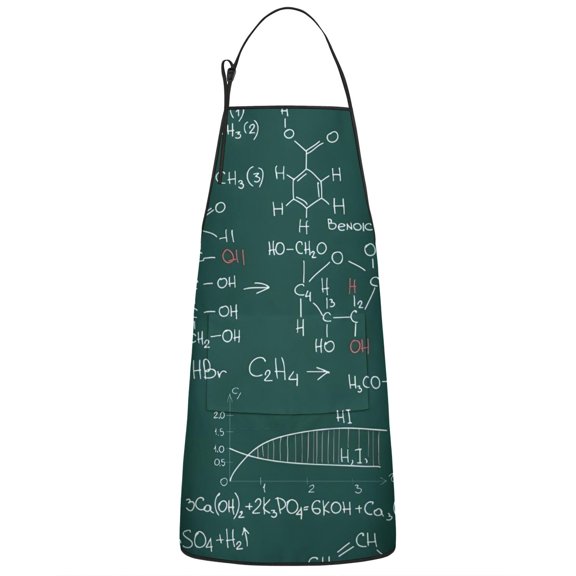 Math Equations Chemistry Reactions Green Apron-Garden Aprons for Women with Pockets-Cotton Linen Waterproof Kitchen Cooking Gardening Aprons Adjustable for Kitchen,Cooking,BBQ and Salon 33x27 Inch