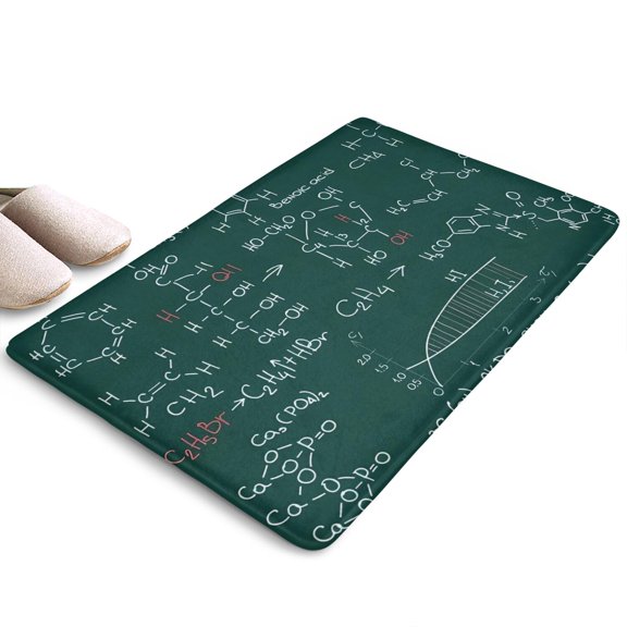 Math Equations Chemistry Reactions Green Flannel Non Slip Door Rugs,Washable Door Mats Indoor,Decorative Door Mats,Dirt-Resistant and Absorbent Doormat for Entrance,Bedroom,Kitchen,Bathroom,23.5"x16"