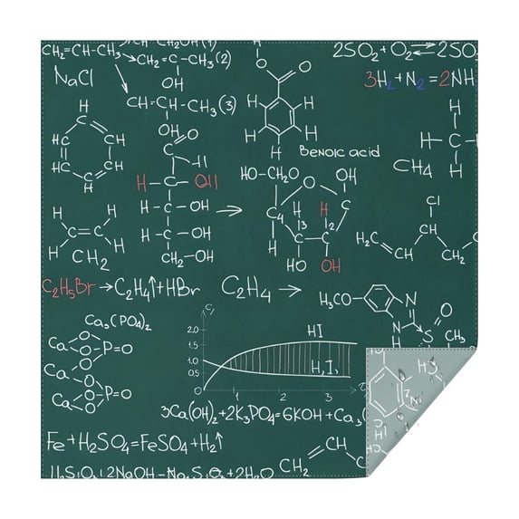 Math Equations Chemistry Reactions Green Pattern Square Tablecloth,Waterproof Square Table Cover,Wipeable Spillproof Washable Table Cover for Home Kitchen Party Decor 60"x60"(152x152cm)