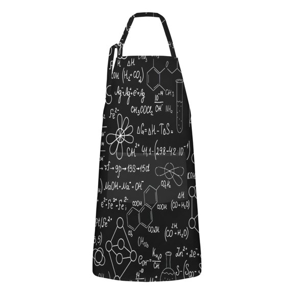 Math Equations Chemistry Structures Black Apron-Garden Aprons for Women with Pockets-Cotton Linen Waterproof Kitchen Cooking Gardening Aprons Adjustable for Kitchen,Cooking,BBQ and Salon 33x27 Inch