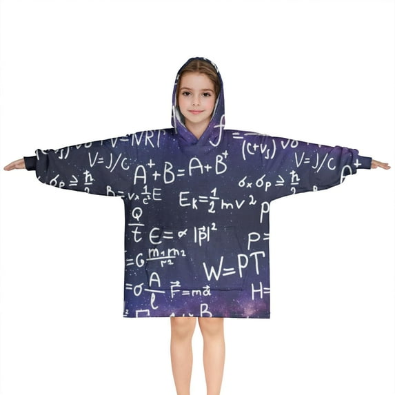 Math Equations Chemistry Symbols Black Pattern Blanket Hoodies for Kids 6-13YR Oversize Wearable Blanket Hoodies for Boys Girls Teens