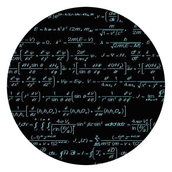 Math Equations Chemistry Symbols Black Pattern Round Fitted Tablecloth with Elastic Edge,Dining Table Cover Waterproof,Outdoor Round Tablecloth for Camping,Dining,Indoor and Outdoor