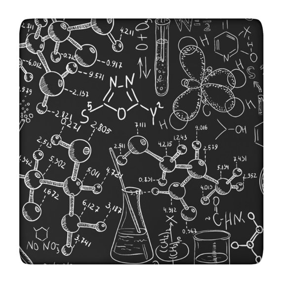 Math Equations Chemistry Symbols Black Pattern Square Fitted Tablecloth with Elastic Edge,Square Table Cover,Washable Elastic Table Cover for Home Kitchen Party Decor 36"x36"