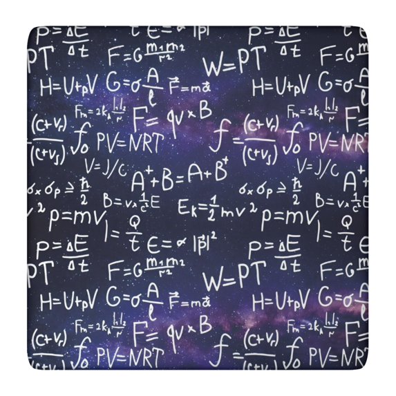 Math Equations Chemistry Symbols Black Pattern Square Fitted Tablecloth with Elastic Edge,Square Table Cover,Washable Elastic Table Cover for Home Kitchen Party Decor 36"x36"