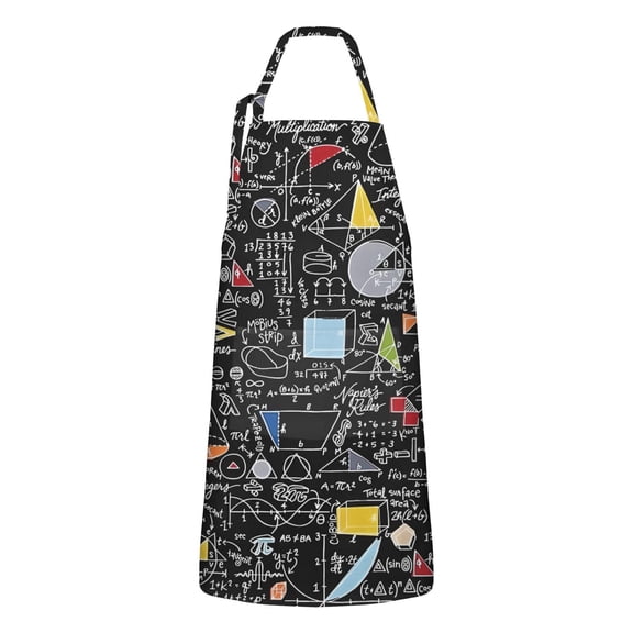 Math Equations Colorful Doodles Black Apron-Garden Aprons for Women with Pockets-Cotton Linen Waterproof Kitchen Cooking Gardening Aprons Adjustable for Kitchen,Cooking,BBQ and Salon 33x27 Inch