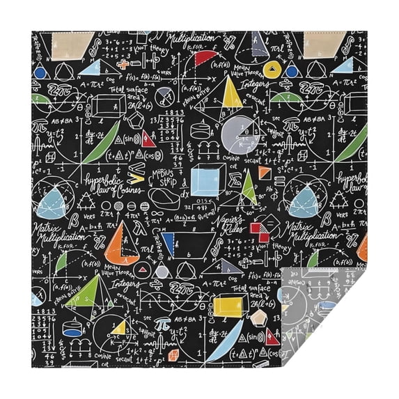 Math Equations Colorful Doodles Black Pattern Square Tablecloth,Waterproof Square Table Cover,Wipeable Spillproof Washable Table Cover for Home Kitchen Party Decor 42"X42"(107x107cm)