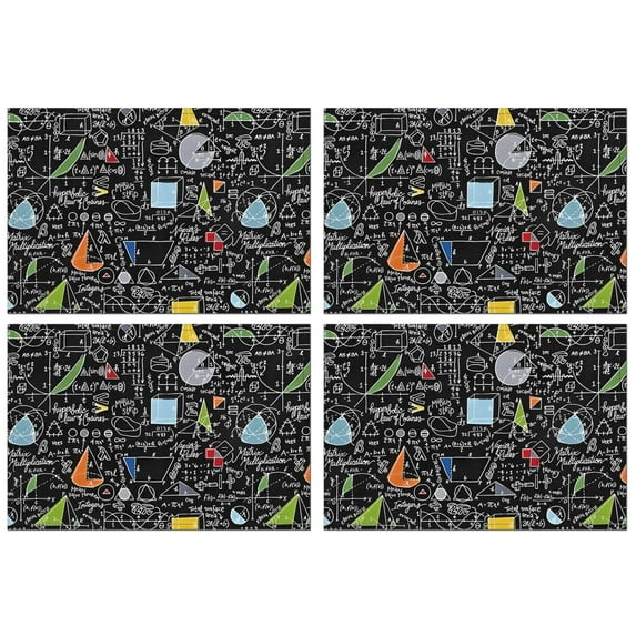 Math Equations Colorful Doodles Black Pattern Summer Placemats Table Placemats Set Of 4-Linen Kitchen Washable Placemats Table Mats 11.8"x17.7" Non-Slip Heat Resistant