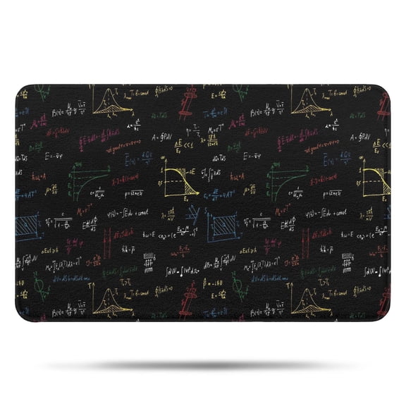 Math Equations Colorful Formulas Black Pattern Bathroom Rugs Mat,Non Slip Microfiber Bathroom Rug,Rubber Backing,Soft Bathroom Mats for Bathroom Floor,Tub and Shower,17x27in(43x68cm)