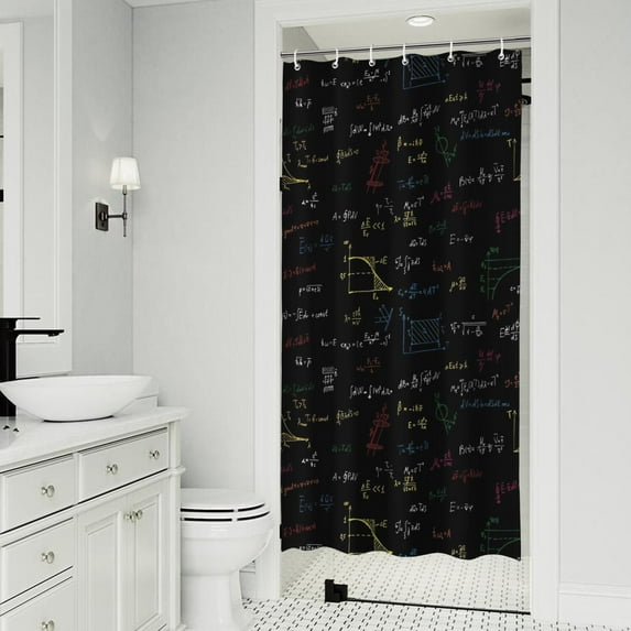 Math Equations Colorful Formulas Black Pattern Shower Curtain 36"x72" ,Bathroom Decorative Shower Curtains Set with 12 Hooks,Modern Waterproof Washable Shower Curtain